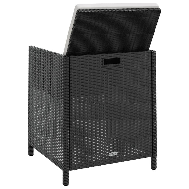 5-delige Tuinset poly rattan en acaciahout zwart