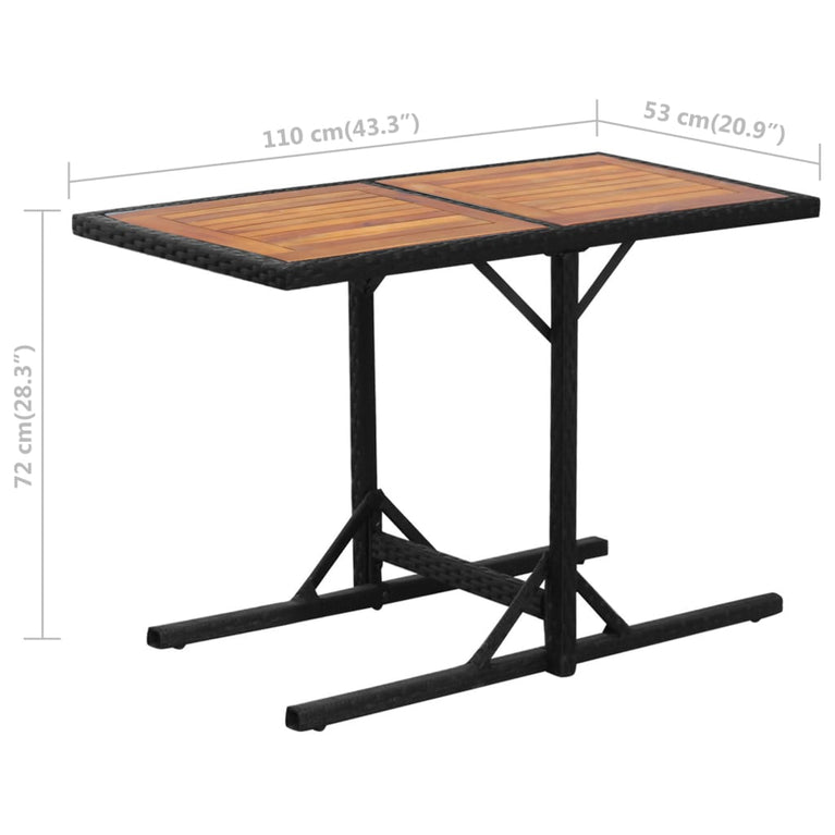 3-delige Bistroset met kussens poly rattan zwart