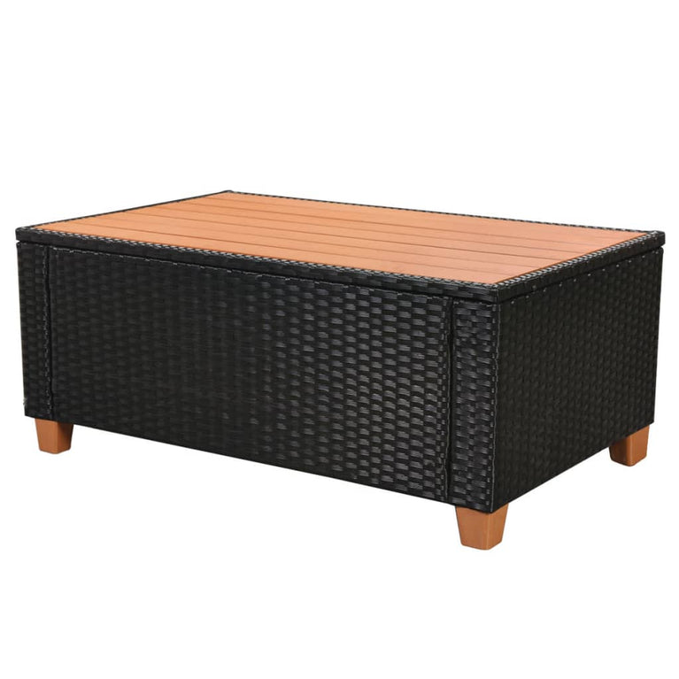 6-delige Loungeset met kussens poly rattan zwart
