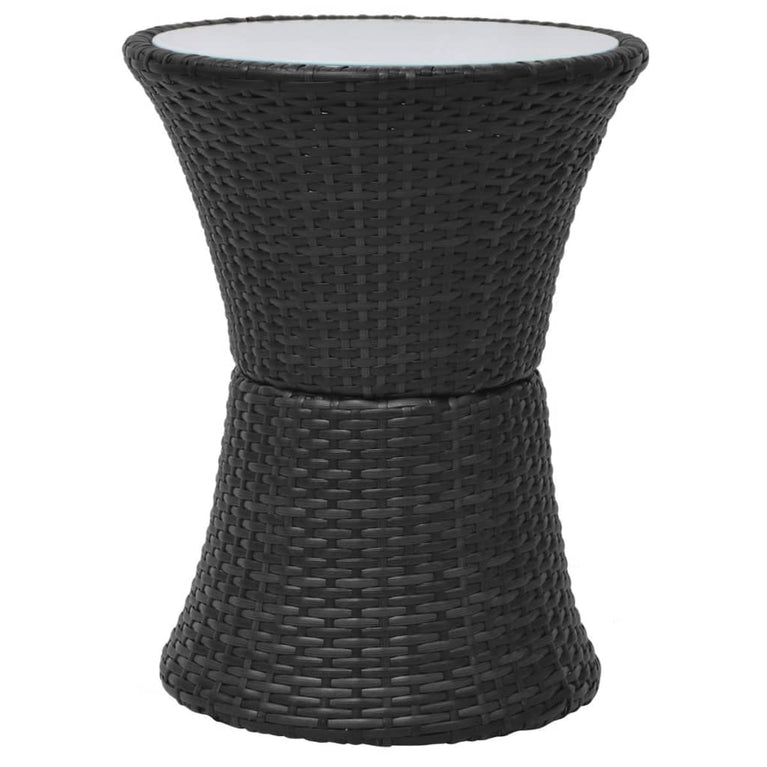 3-delige Bistroset met kussens poly rattan zwart