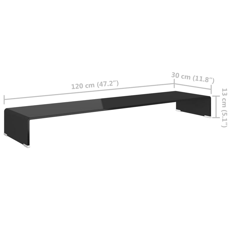 TV-meubel/monitorverhoger zwart 120x30x13 cm glas