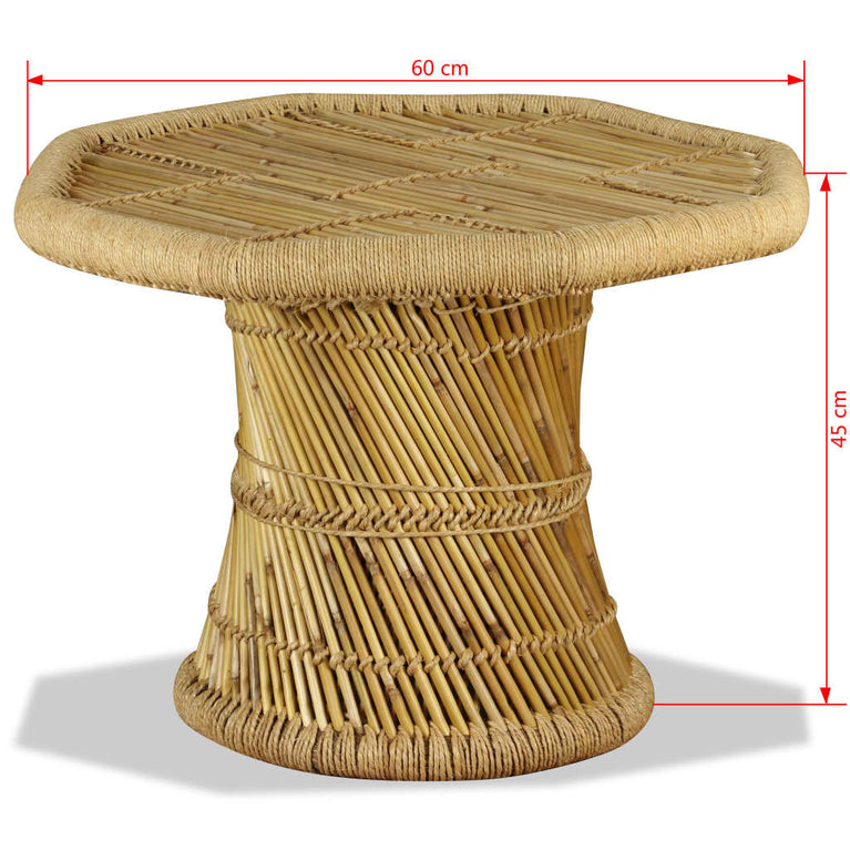 Salontafel achthoekig 60x60x45 cm bamboe
