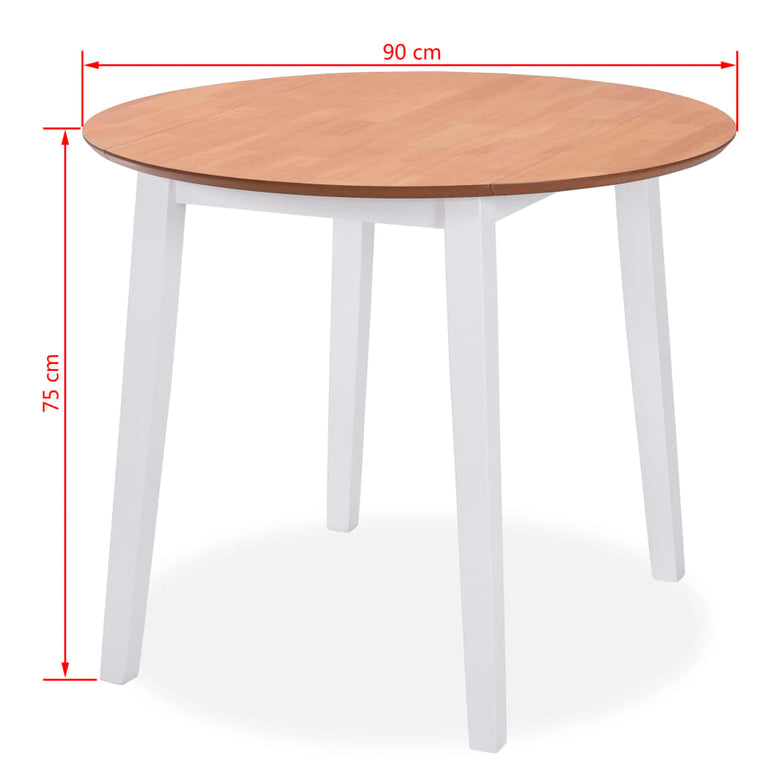 Eetkamerset MDF en rubberwood wit 5-delig