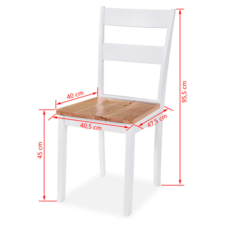 Eetkamerset MDF en rubberwood wit 5-delig