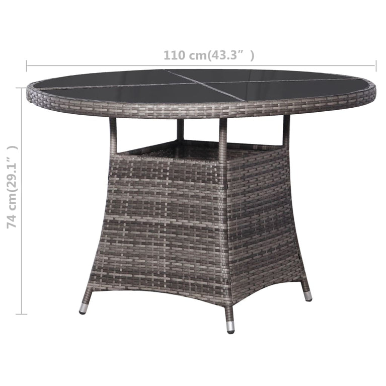 Tuintafel 110x74 cm poly rattan grijs