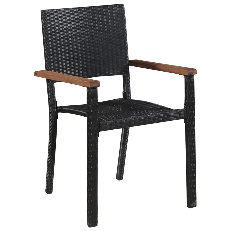 Tuinstoelen 2 st poly rattan zwart