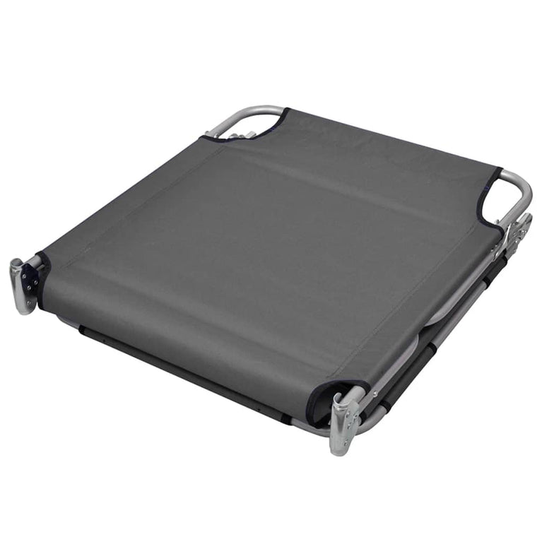 Ligbed met hoofdkussen verstelbaar en inklapbaar grijs