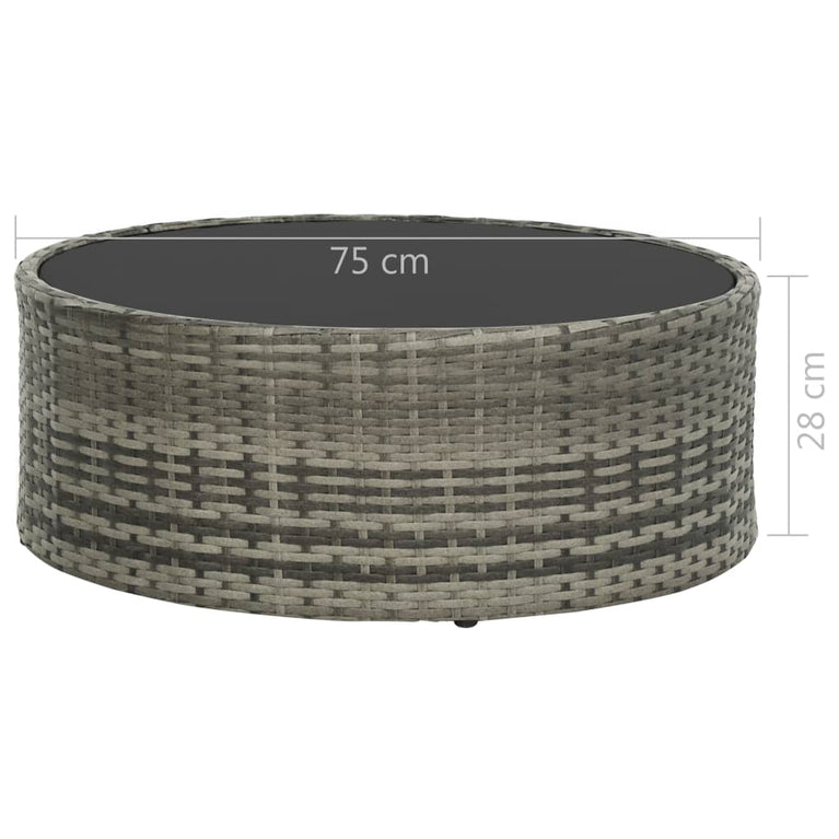 7-delige Loungeset met kussens poly rattan grijs