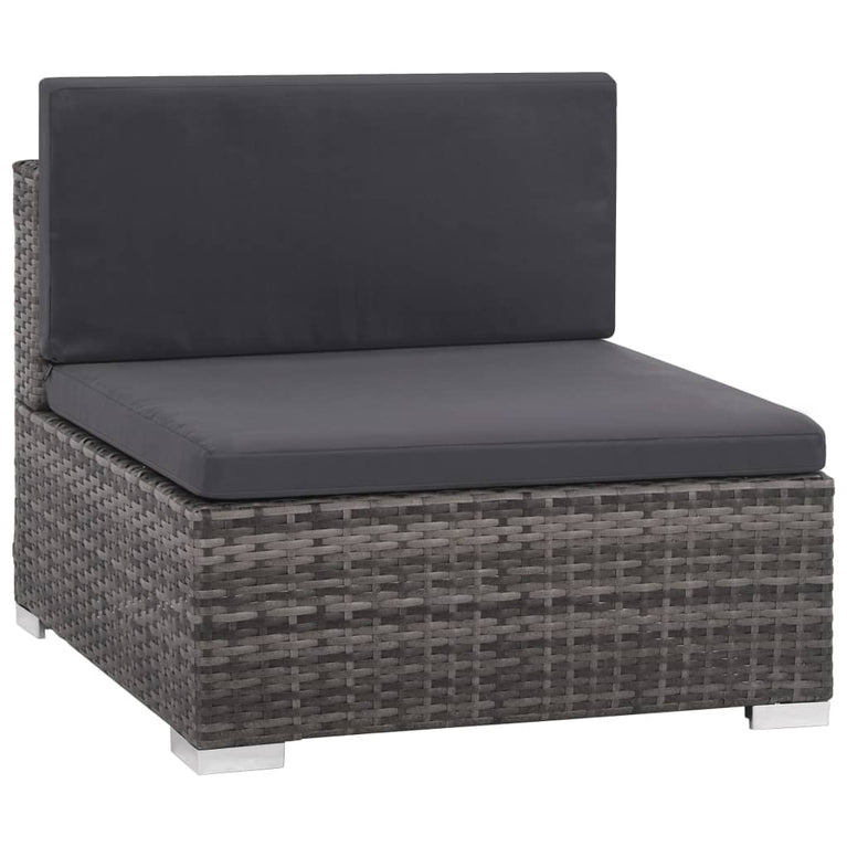 6-delige Loungeset met kussens poly rattan grijs