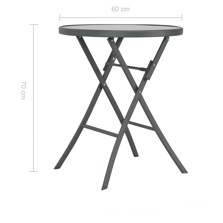 Bistrotafel inklapbaar 60x70 cm glas en staal grijs