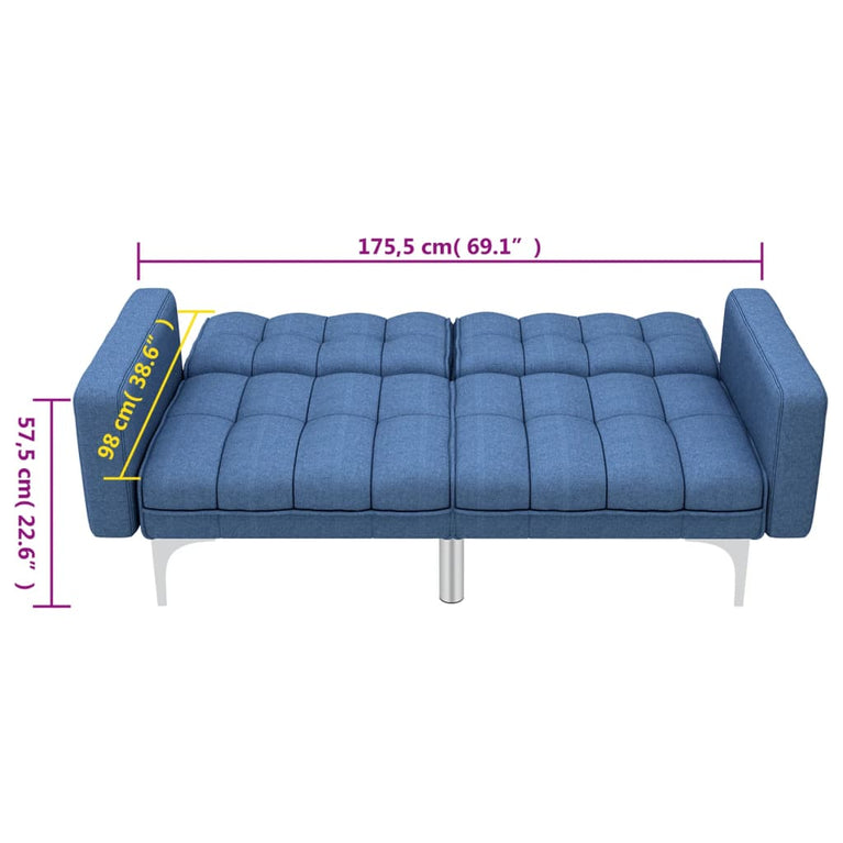 Slaapbank stof blauw