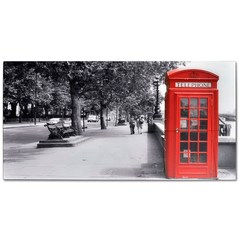 Salontafel met telefooncel-print glazen tafelblad