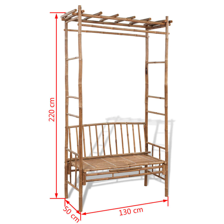 Tuinbank met pergola 130 cm bamboe