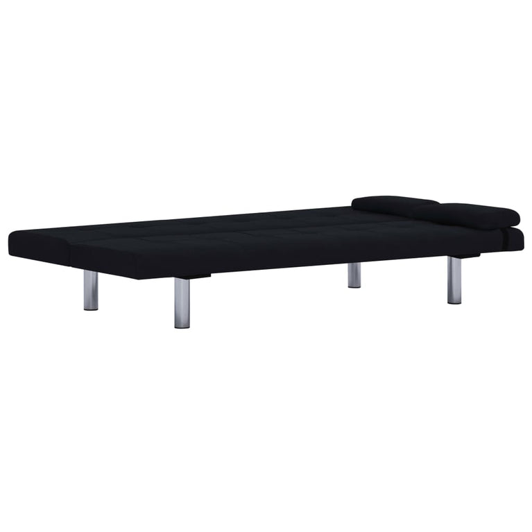 Slaapbank met twee kussens polyester zwart