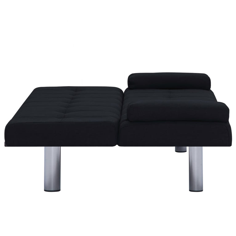 Slaapbank met twee kussens polyester zwart