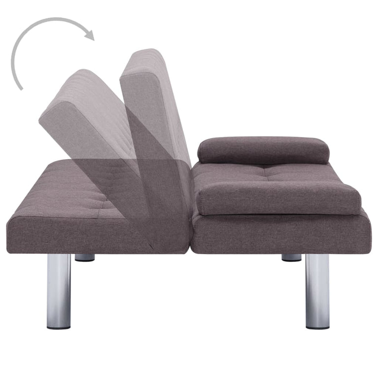 Slaapbank met twee kussens polyester taupe