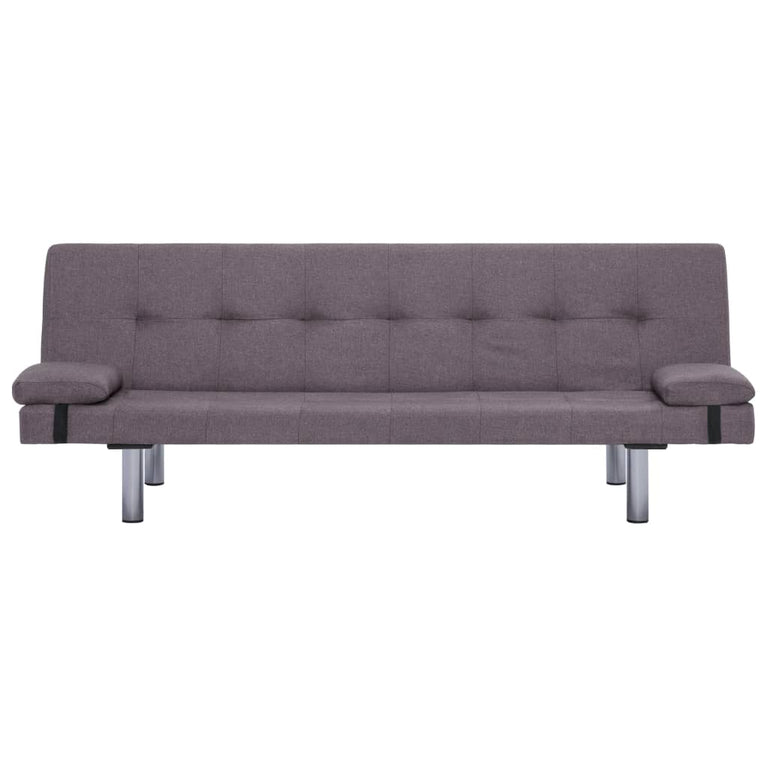 Slaapbank met twee kussens polyester taupe