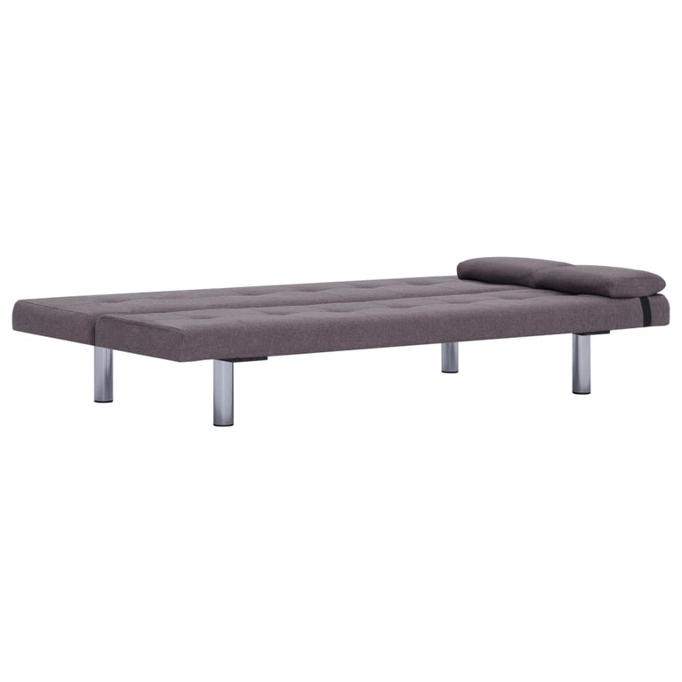 Slaapbank met twee kussens polyester taupe