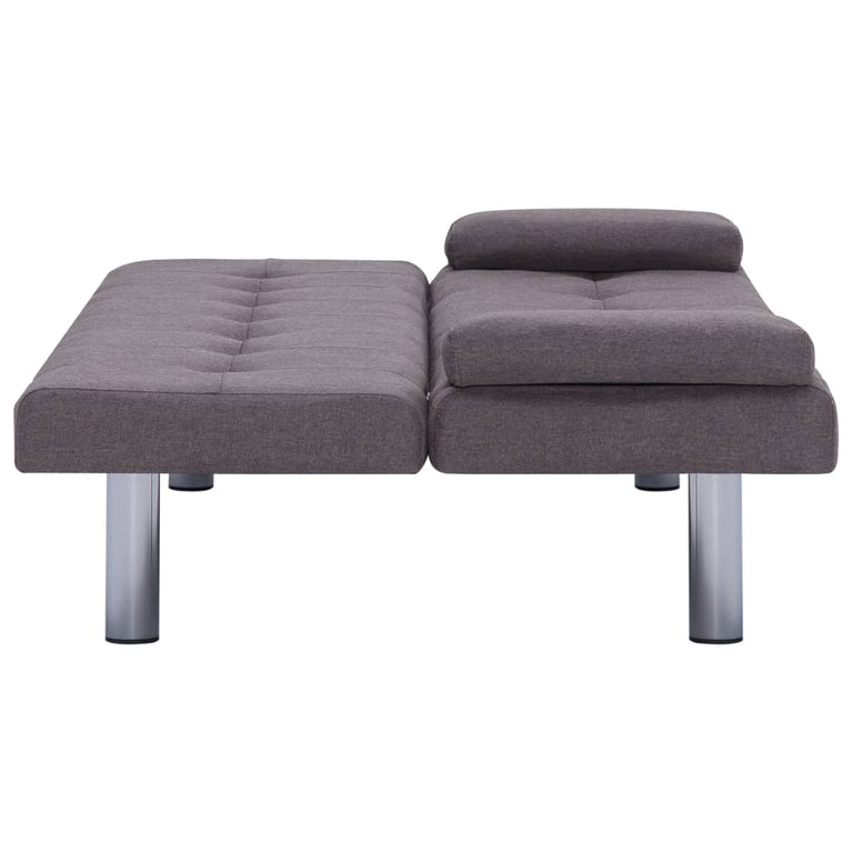 Slaapbank met twee kussens polyester taupe