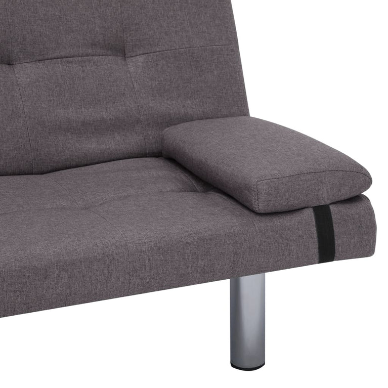 Slaapbank met twee kussens polyester taupe