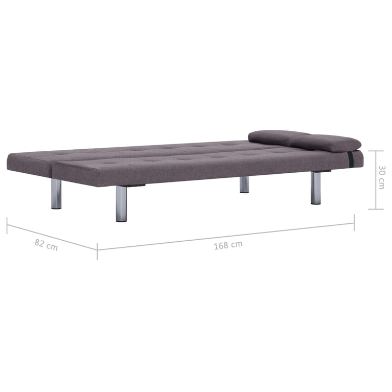 Slaapbank met twee kussens polyester taupe