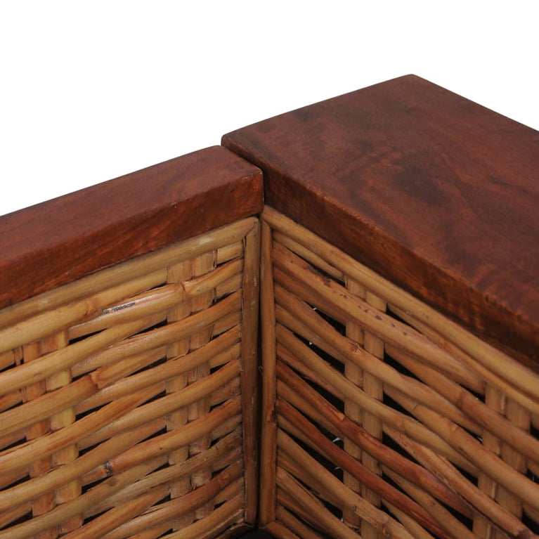 Tweezitsbank met kussens natuurlijk rattan bruin