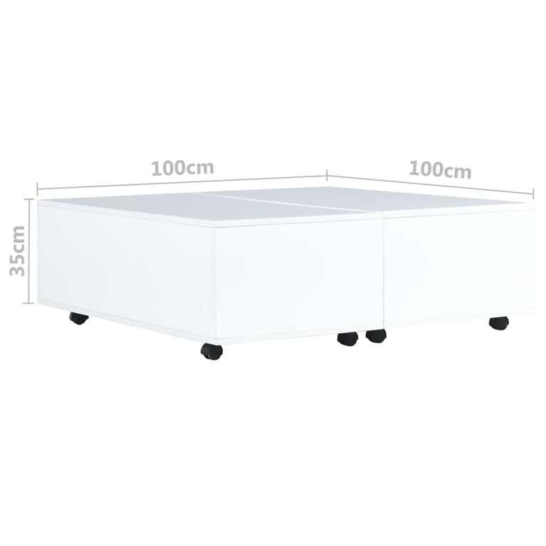 Salontafel 100x100x35 cm hoogglans wit