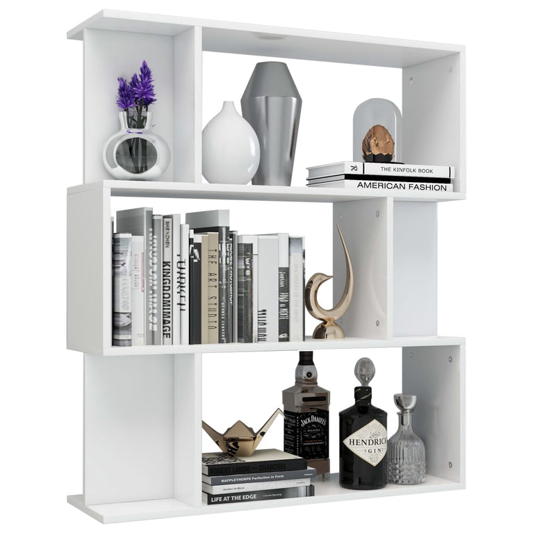 Boekenkast/kamerscherm 80x24x96 cm hoogglans wit