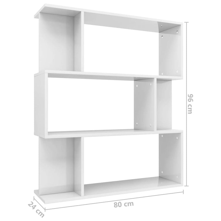 Boekenkast/kamerscherm 80x24x96 cm hoogglans wit