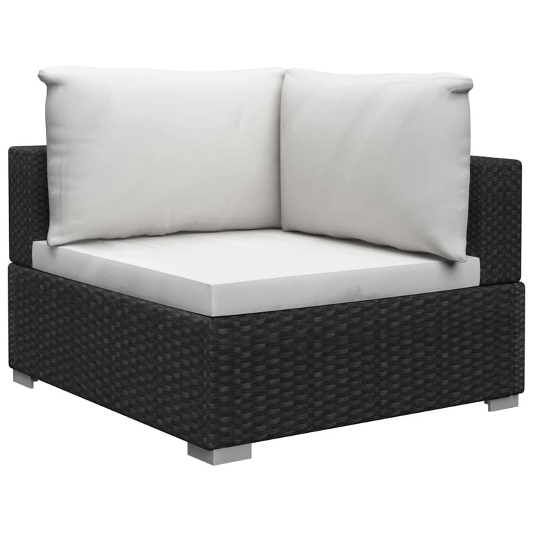 12-delige Loungeset met kussens poly rattan zwart
