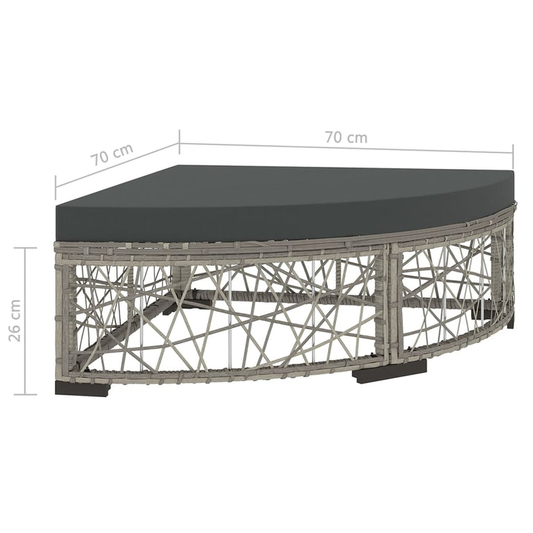 6-delige Loungeset met kussens poly rattan grijs