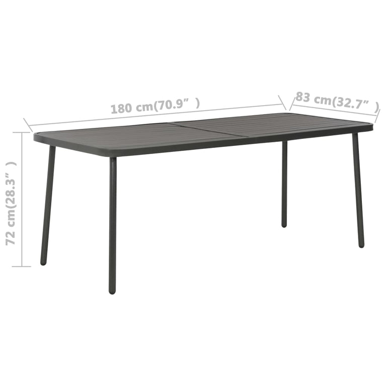 Tuintafel 180x83x72 cm staal donkergrijs