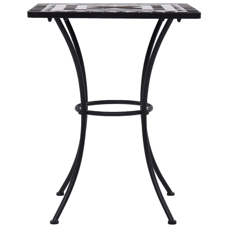 Bistrotafel mozaïek 60 cm keramiek zwart en wit