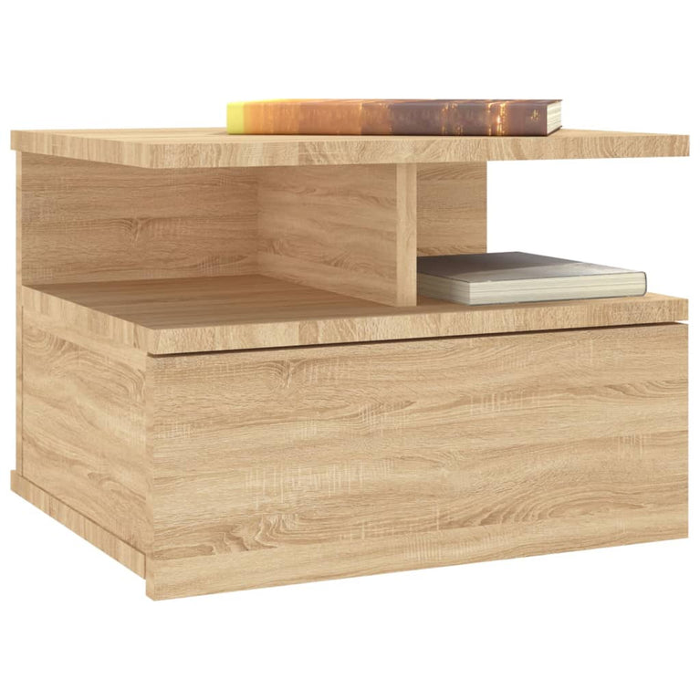 Nachtkastje zwevend 40x31x27cm bewerkt hout sonoma eikenkleurig