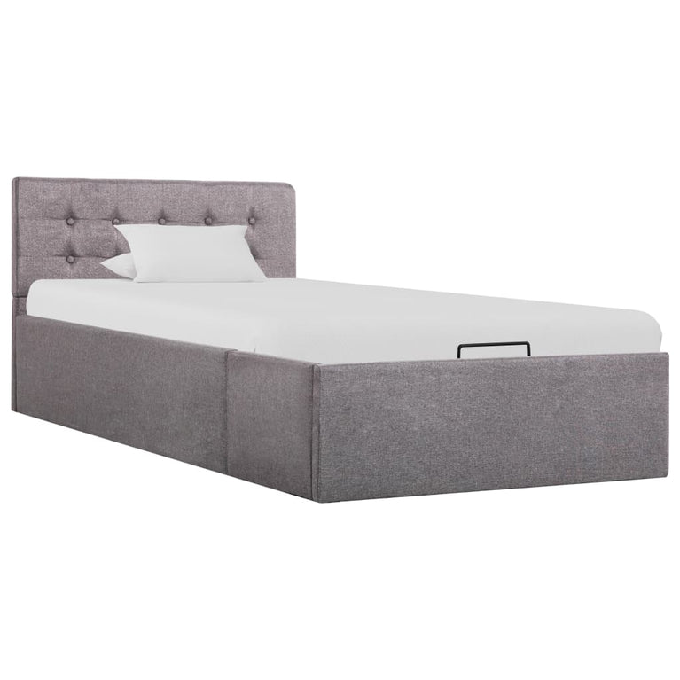 Bedframe met hydraulische opslag stof taupe 90x200 cm