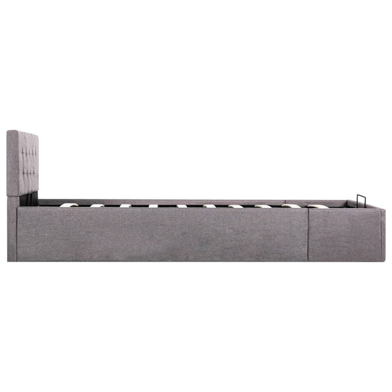 Bedframe met hydraulische opslag stof taupe 90x200 cm