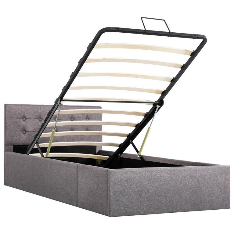 Bedframe met hydraulische opslag stof taupe 90x200 cm