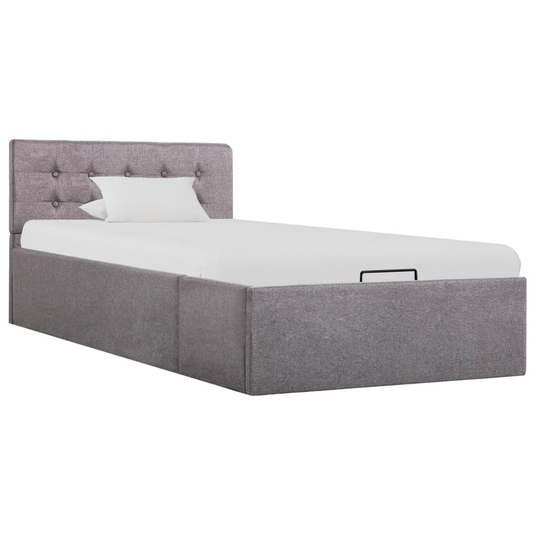 Bedframe met hydraulische opslag stof taupe 100x200 cm