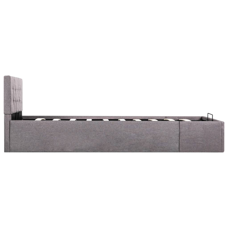 Bedframe met hydraulische opslag stof taupe 100x200 cm