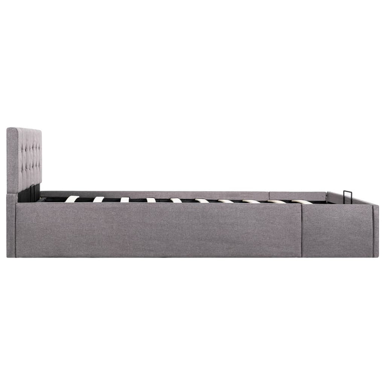 Bedframe met hydraulische opslag stof taupe 120x200 cm
