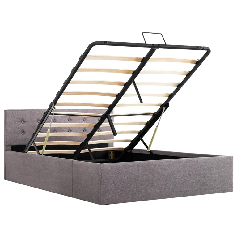 Bedframe met hydraulische opslag stof taupe 120x200 cm