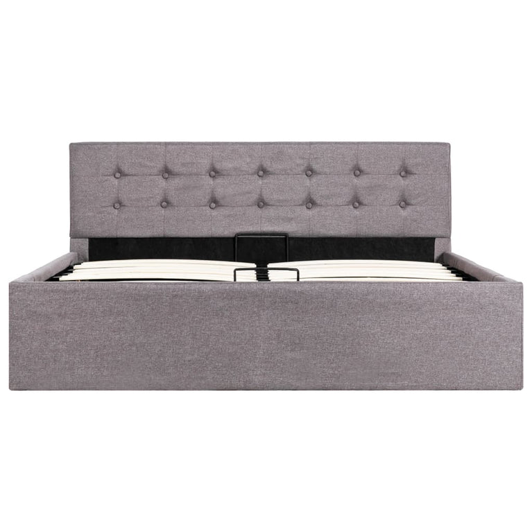 Bedframe met hydraulische opslag stof taupe 140x200 cm
