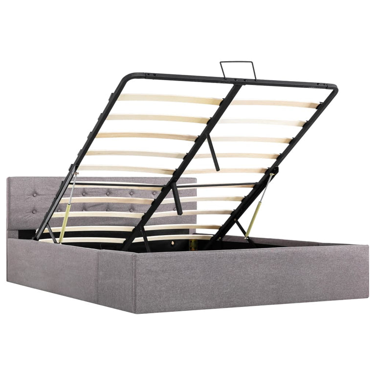 Bedframe met hydraulische opslag stof taupe 140x200 cm