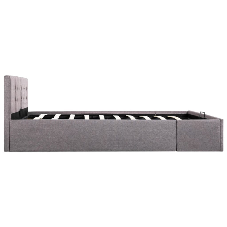 Bedframe met hydraulische opslag stof taupe 160x200 cm