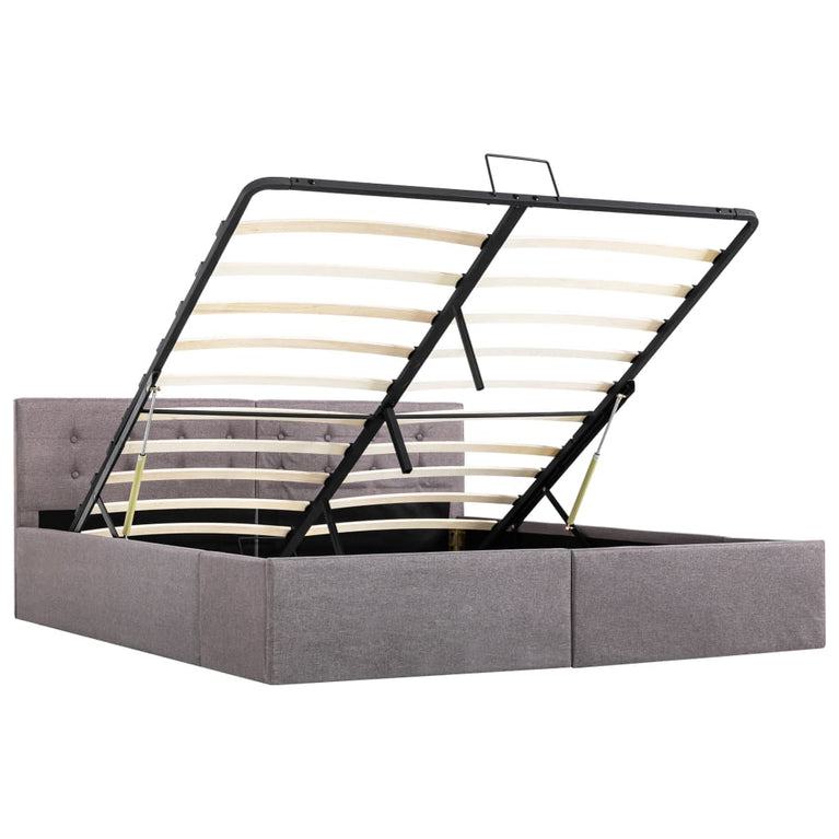 Bedframe met hydraulische opslag stof taupe 160x200 cm
