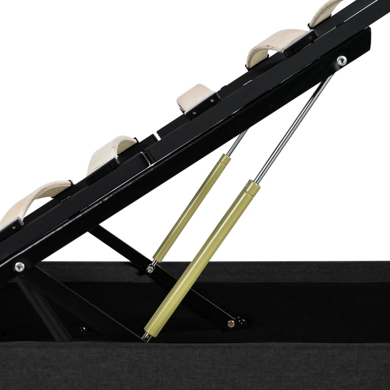 Bedframe met opbergruimte en LED stof donkergrijs 140x200 cm