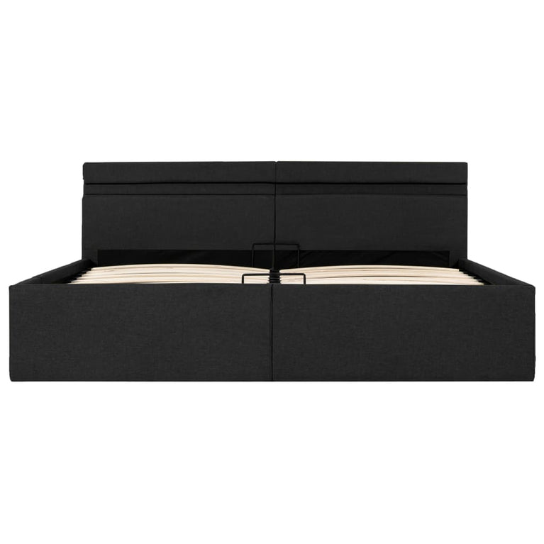 Bedframe met opbergruimte en LED stof donkergrijs 180x200 cm