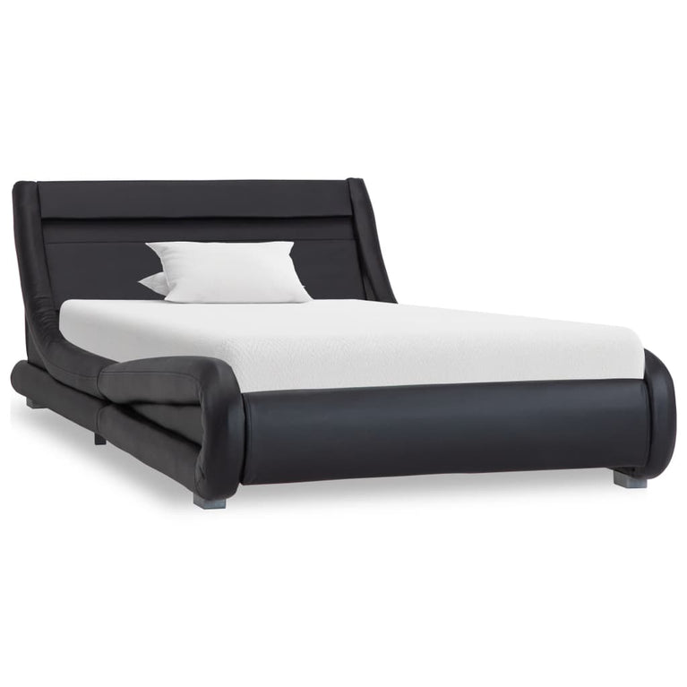 Bedframe met LED kunstleer zwart 90x200 cm