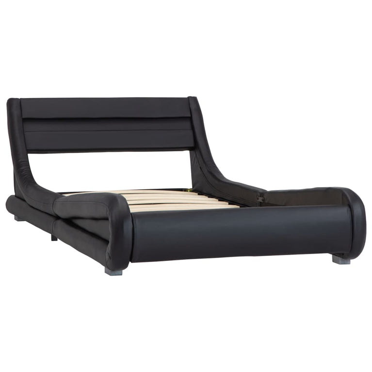 Bedframe met LED kunstleer zwart 90x200 cm