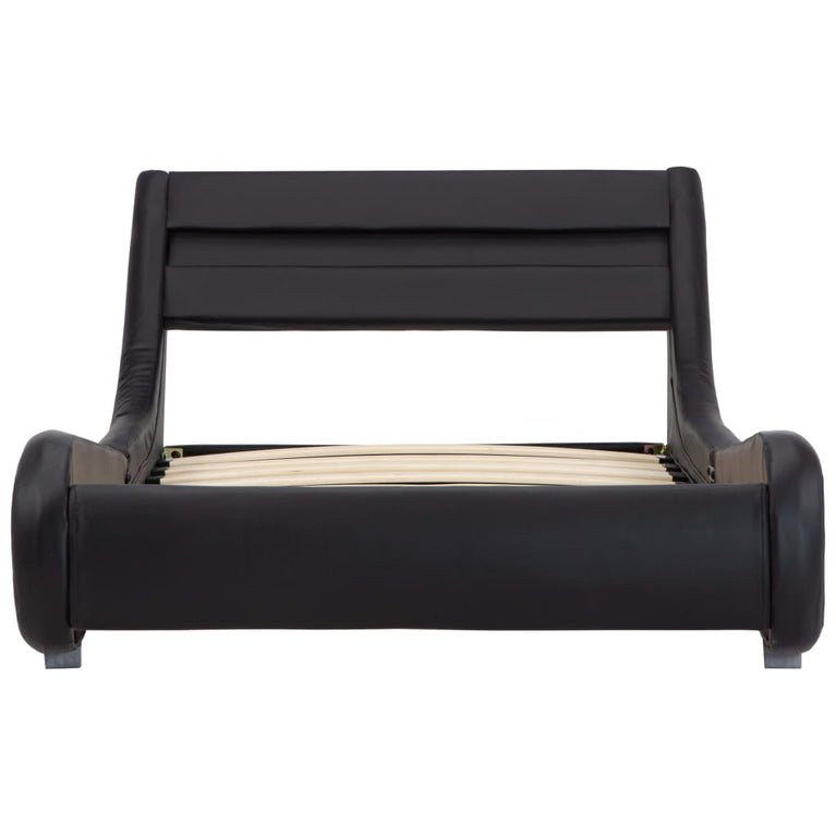 Bedframe met LED kunstleer zwart 90x200 cm